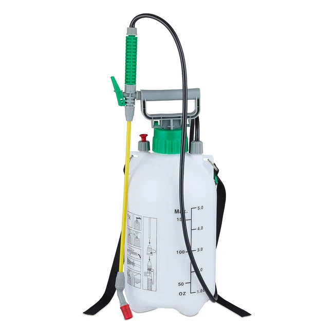 Spruzzatore a Pressione da 5L Relaxdays - Irroratore Tubo - Lancia da Giardino - 3 Bar - Ugello Regolabile