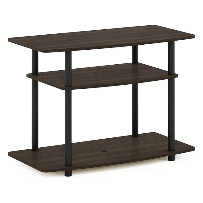 Furinno Turnntube No Tools 3-Tier TV Stand - Dark Brown/Black - Fits up to 55 inch TV