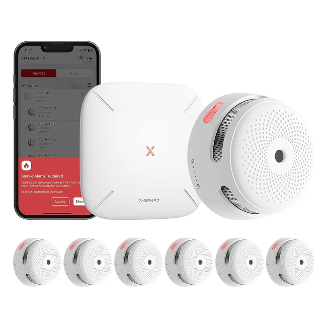 Xsense XS01M ProConnected Rauchmelder mit SBS50 Basisstation - TV-zertifiziert, vernetzbarer Feuermelder