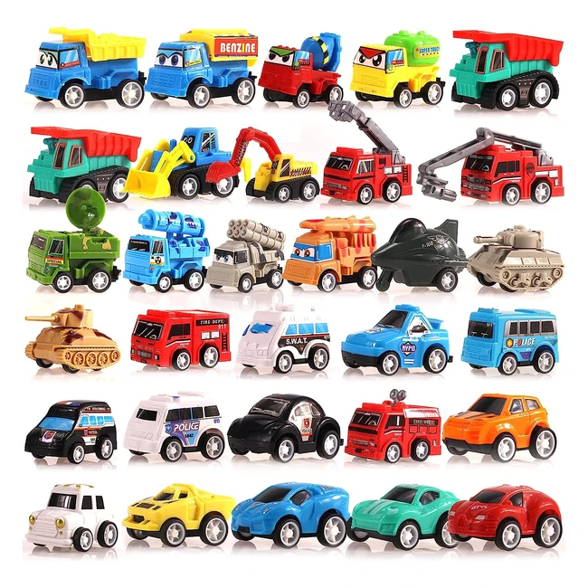 30 Véhicules Enfants Voitures de Police Militaires Tracteur Camion Poubelle Jouet Miniature