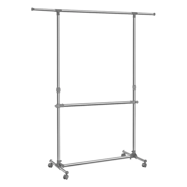 Songmics Double Clothes Rail Clothing Rack  Extendable Top Rail  Height Adjust