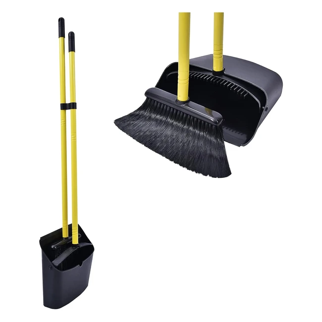 Jekayla Long Handled Dustpan and Brush Broom Set - 54 inch Handle - Indoor Outdoor Cleaning