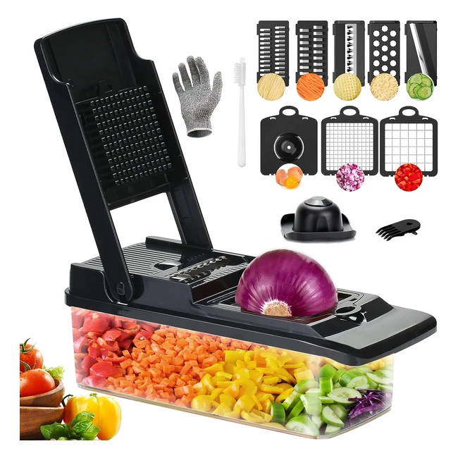 Mandolina Professionale Affetta Verdure 15 in 1 - Taglia Verdure con 7 Lame in I