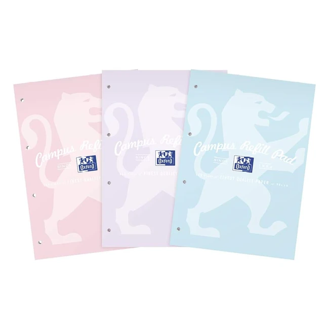 Oxford Campus A4 Refill Pad - Pack of 3, 140 Pages - Pastel Colours