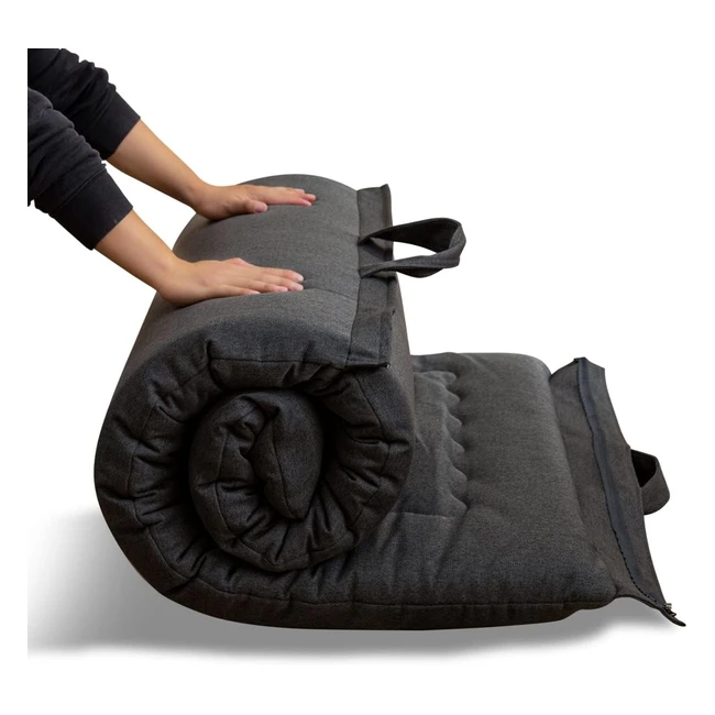Maxyoyo Portable Foldable Futon Mattress - Hypoallergenic Fabric and Foam - Dark Gray - 90x190cm