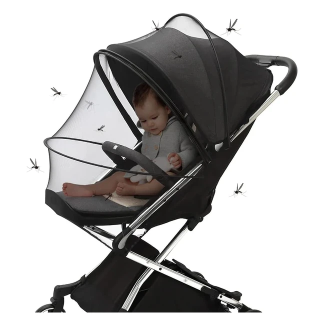 Zanzariera Passeggino Universale con Cerniera - Protezione Bambini - Nero