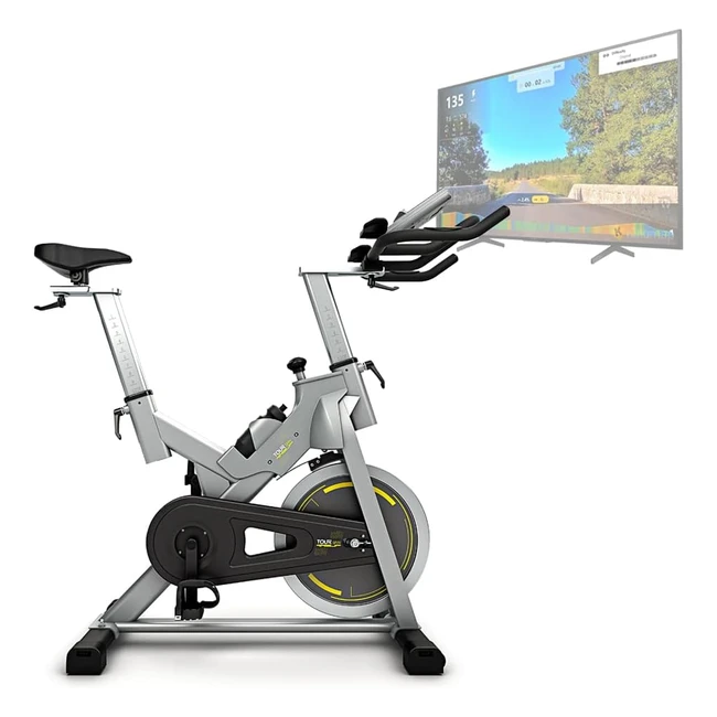 Bluefin Fitness Tour SP Hometrainer Bike - Kinomap App - Live Video Coaching - Bluetooth - Schwarz/Grau/Silber