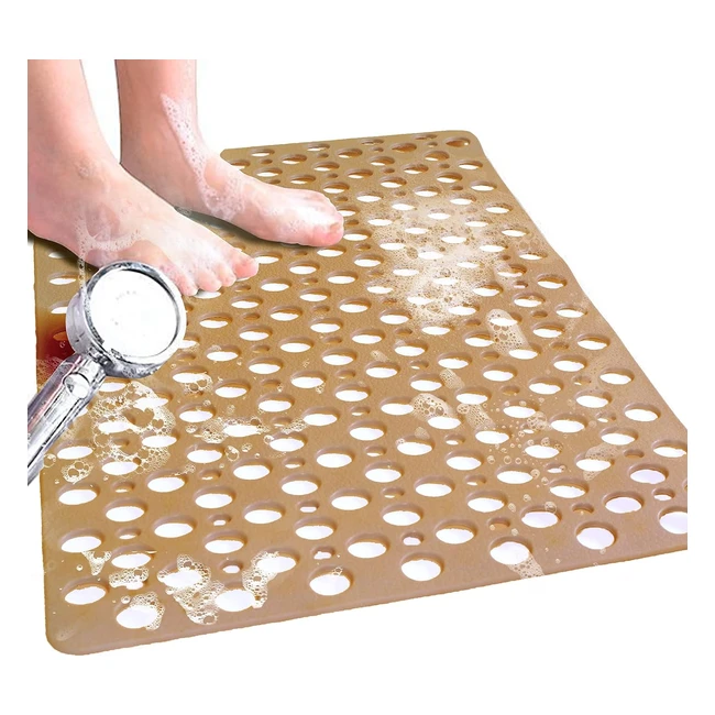 Venuso Square Shower Mat - Non Slip Anti Mould 43x75cm Coffee
