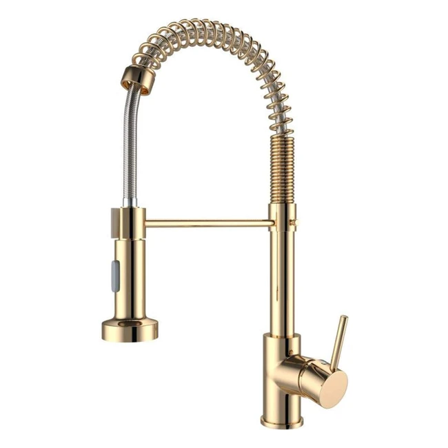Onyzpily Gold Kitchen Tap - Solid Brass, Single Handle, Pull Down Sprayer