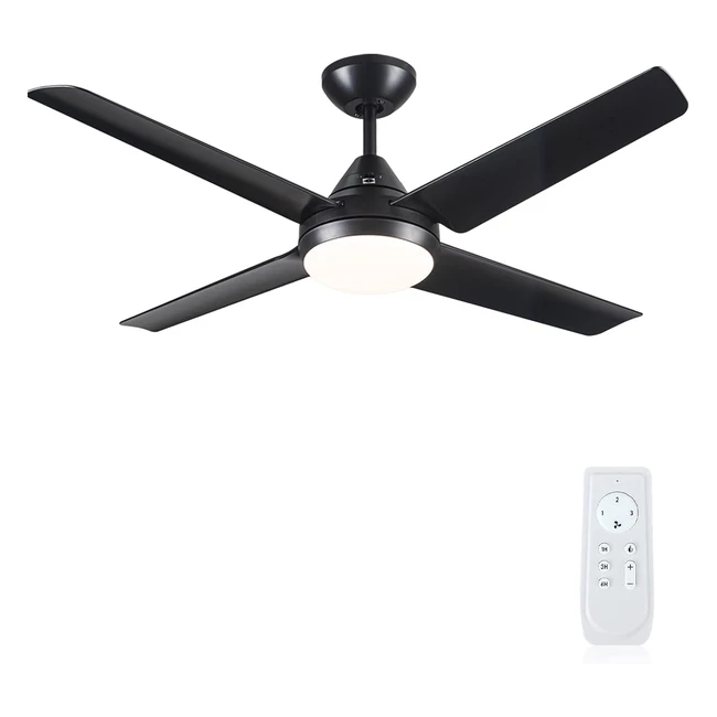 Ventilatore da soffitto LED 122 cm con telecomando - Nero