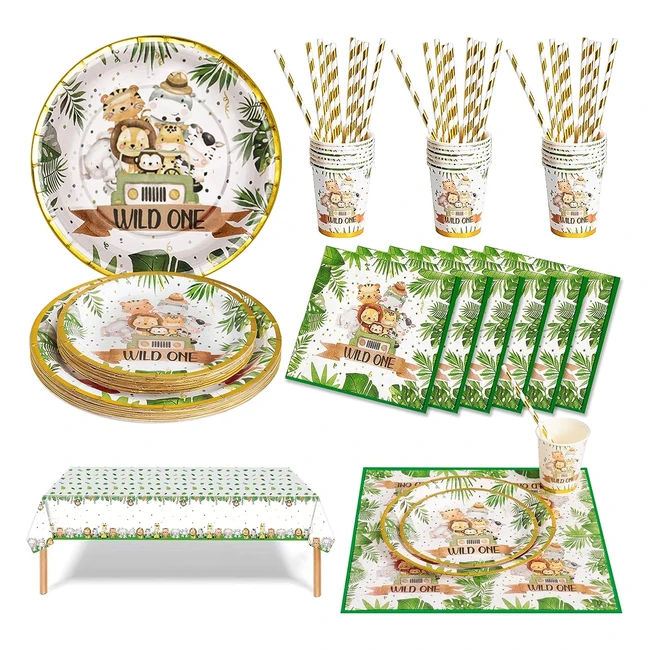 Set stoviglie per feste animali della giungla - 126 pezzi