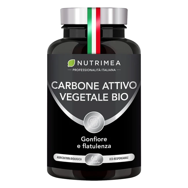 Carbone Vegetale Attivo Bio - Gonfiore Addominale e Flatulenza - 60 Capsule - Nu