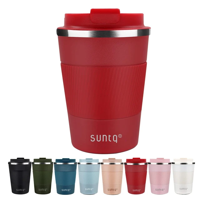 SUNTQ Reusable Coffee Cups - Leakproof Thermal Mug - Stainless Steel Travel Cup 