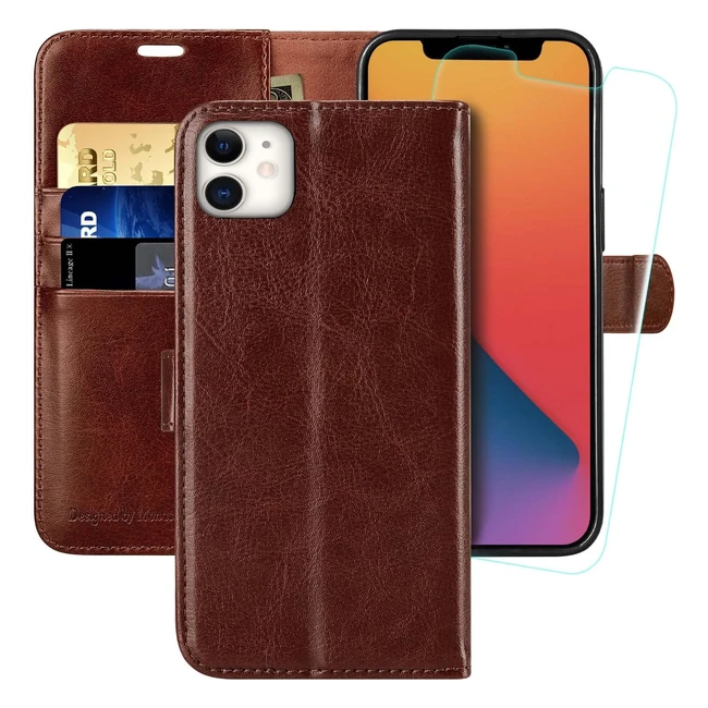Monasay Wallet Case for iPhone 12 Pro RFID Blocking Flip Folio Leather Cell Pho