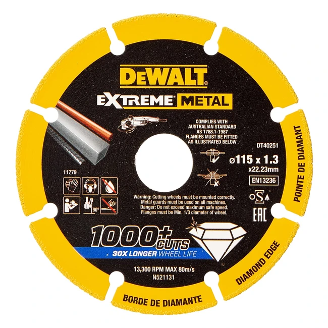 Disco de corte Dewalt DT40251QZ con borde diamantado - ¡Durabilidad extrema! 115x13x223 mm