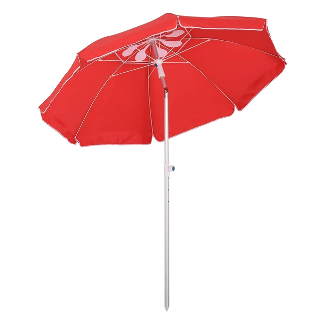 Parasol inclinable octogonal 180 cm - Polyester haute densité - Anti-UV - Hauteur réglable - Sac de transport inclus - Rouge