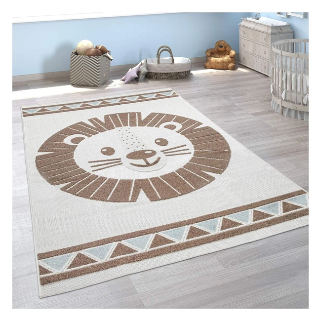 Paco Home Kinderteppich Kinderzimmer Outdoorteppich 3D Tiermotive 140x200cm Beige
