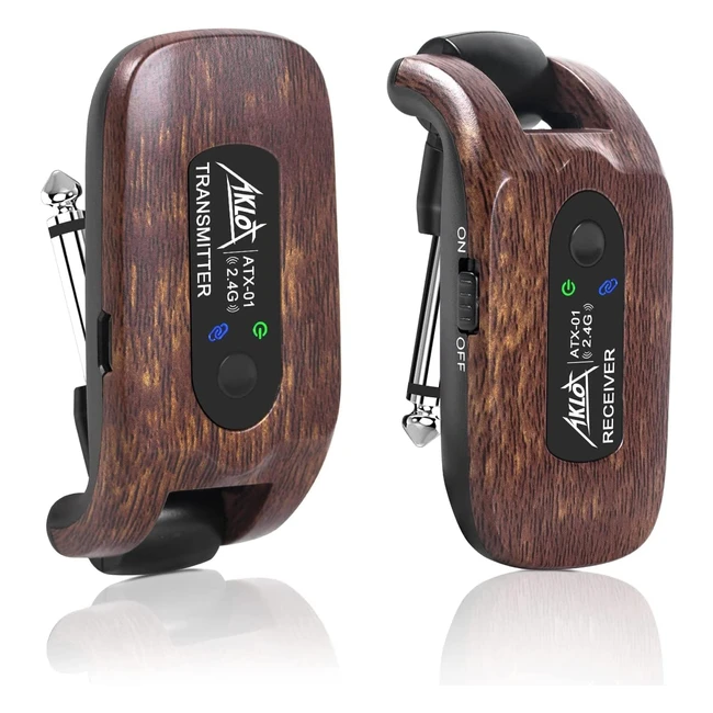 Wireless Guitar Transmitter  Receiver - Aklot 24GHz - Built-in Rechargeable Bat