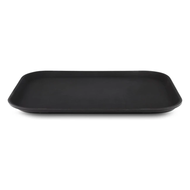 Grunwerg PN1216 Plastic Rubberized Antiskid Nonslip Food Tray - 16x1240x30cm - Black