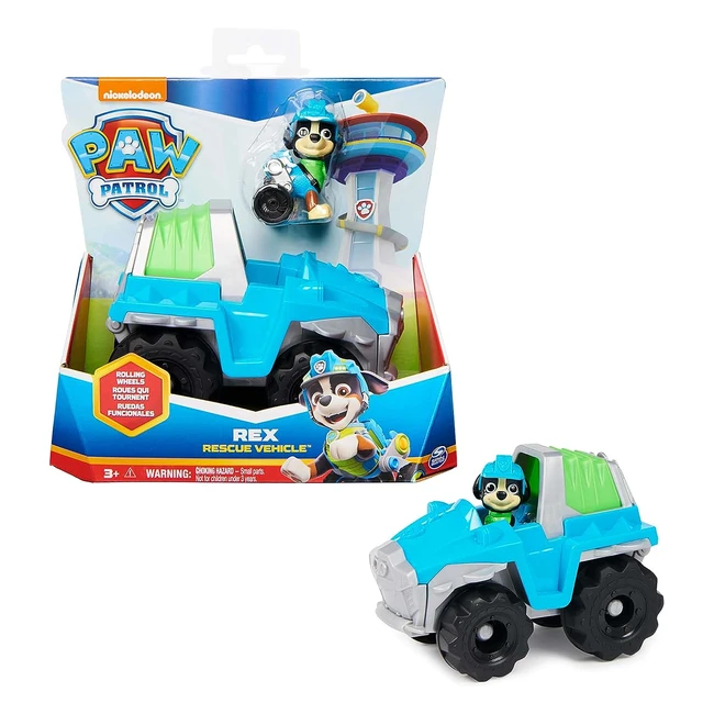 Paw Patrol Rex's Dinosaur Rescue Vehicle - Collectible Action Figure - Kids Toys