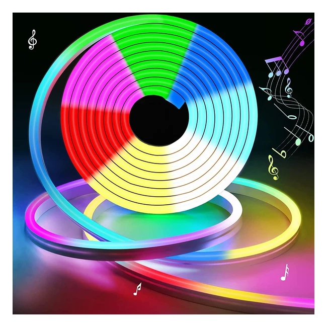 LAMOMO RGBIC Neon LED Strip Light 5m 24V - Dreamcolor Remote Control Waterproo