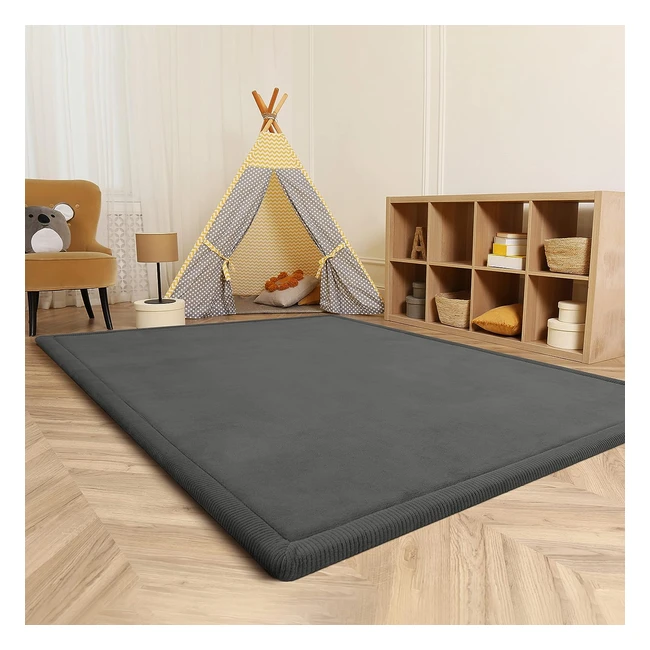 Paco Home Teppich Kinderzimmer | Weicher Spielteppich | Rutschfest | Größe 120x160 cm | Anthrazit
