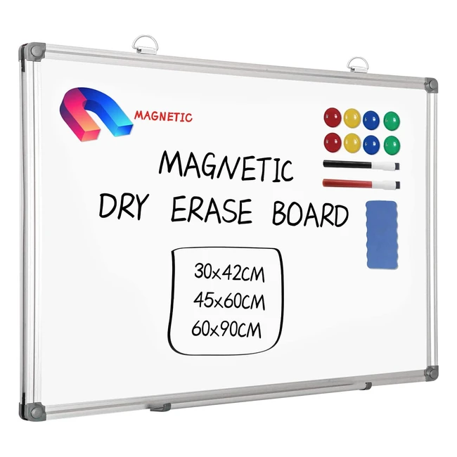 Meetmate Magnetic Whiteboard 60x90cm | Dry Erase Board | Aluminium Frame | Office & Classroom