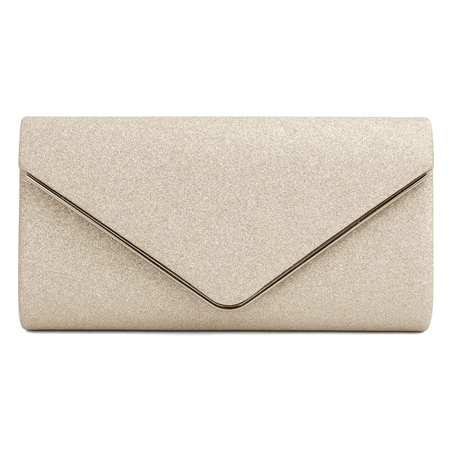Eveout Pochettes et Clutches pour Femmes - Paillet Pochette de Soirée Sac à Main Enveloppe avec Chaîne - Bourse pour Fête - Abricot