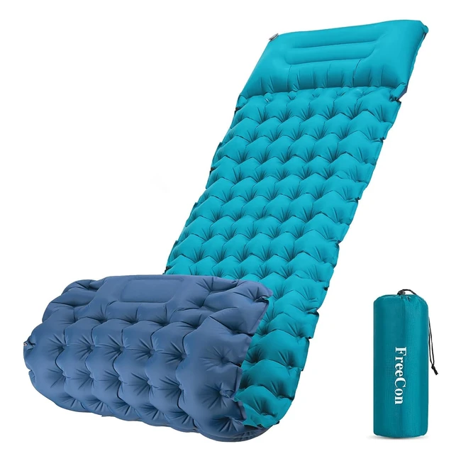 Lightweight Inflatable Camping Mat with Pillow - Single Air Mattress for Backpac