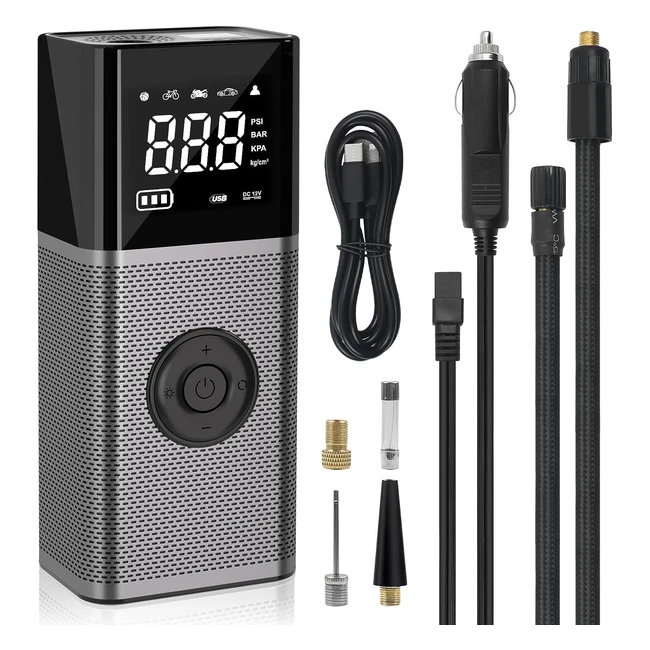 Compresor Aire Coche 6000mAh Inflador Ruedas Portátil 150PSI 12V 120W