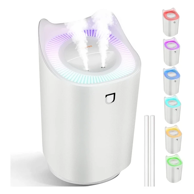 Humidificateur chambre coucher USB 3L avec 7 couleurs LED - Jusqu'à 2448 heures de fonctionnement continu