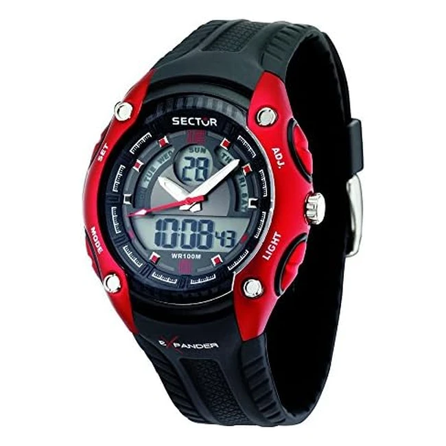 Montre homme Sector R3251574002 - Quartz, bracelet plastique noir, cadran 46mm