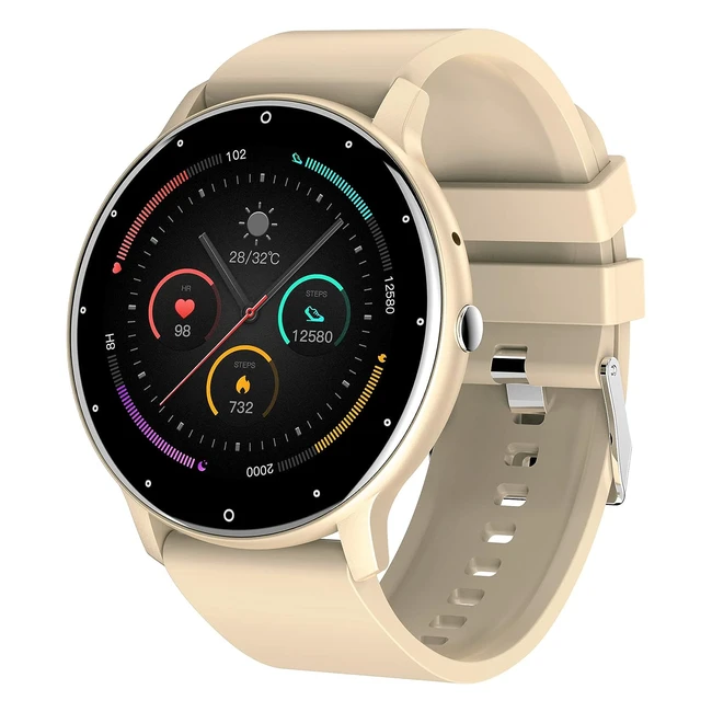 Montre Connectée Homme Femme Tifozen 139 avec Appels Bluetooth, Messages, Assistant Vocal, Lecteur de Musique - Jaune