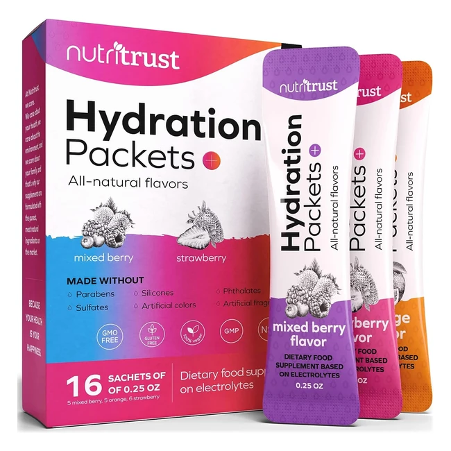 Hydration Electrolytes Powder Sachets - Natural Flavor - Easy to Dissolve - Vega