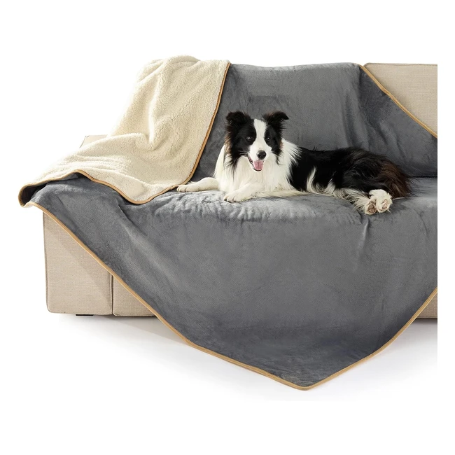 LeSure Waterproof Fleece Blanket - Large 152x127cm - Personalised Dog Throw - Soft Plush Grey