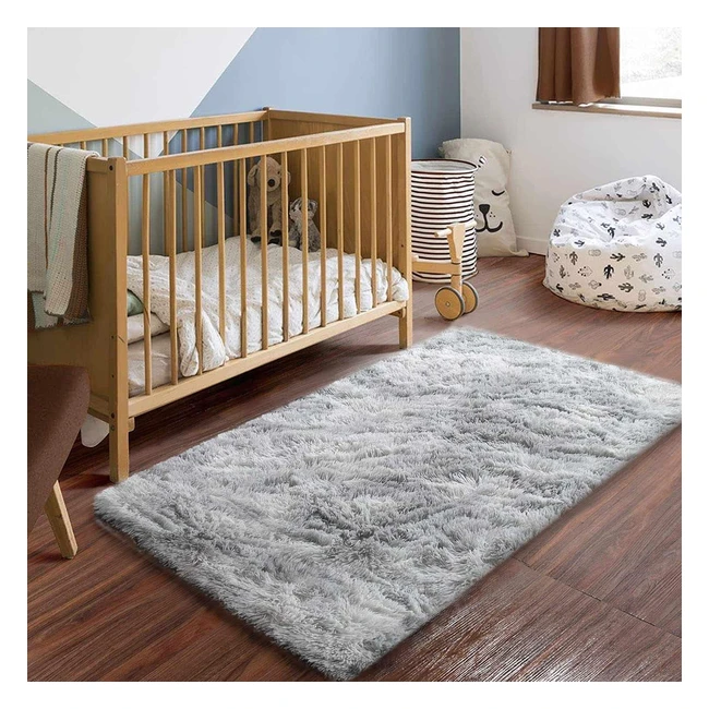 Alfombra Salón Shaggy Gisionlari - Suave y Antideslizante - 60x110 cm - Gris Blanco