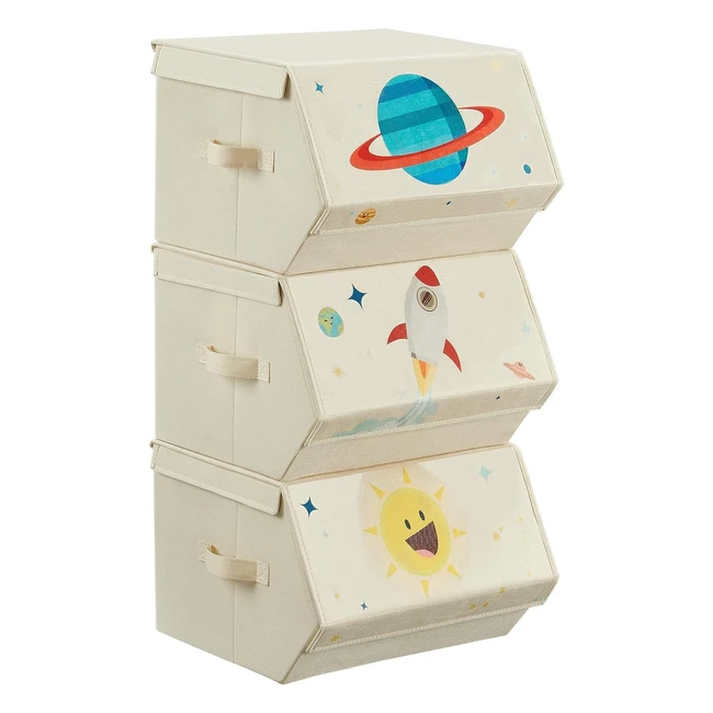 SONGMICS Aufbewahrungsbox Kinder 3er Set - Faltboxen Spielzeugkiste mit Deckel -
