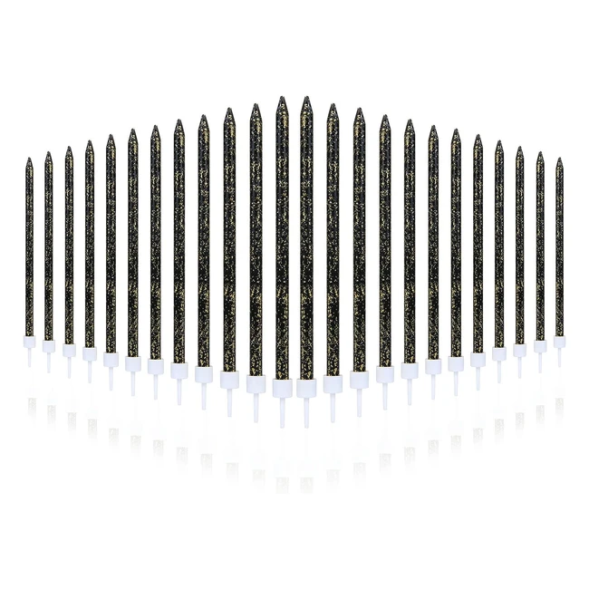 Bougies d'anniversaire métalliques URAQT - Longues et minces - Gold - Décoration de fête de mariage - 24 pièces