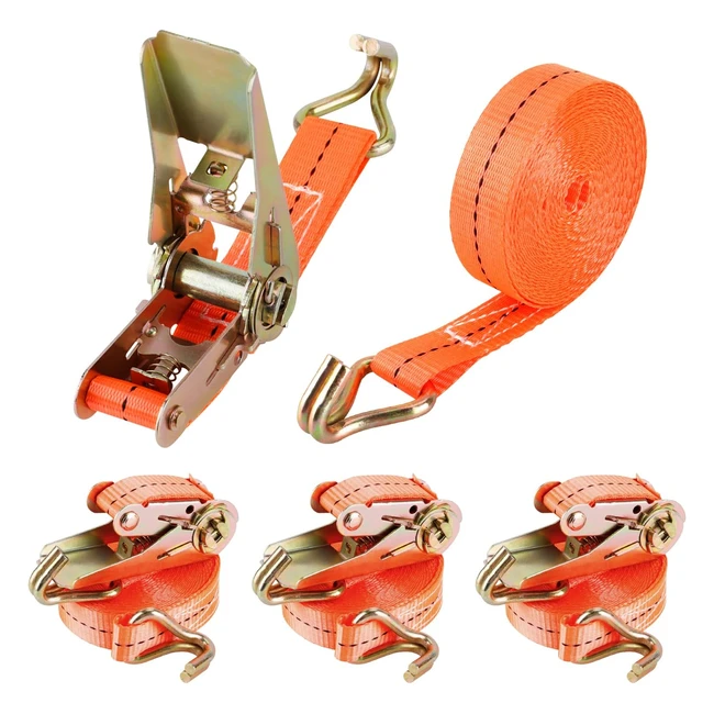 Tensor de Carga Jamite 4 Piezas - 1000 kg - Correas de Amarre con Trinquete y Ga