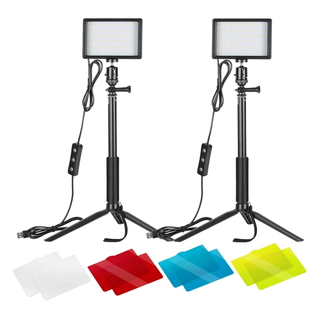 Kit Illuminazione LED Neewer per Studio Fotografico - 5500K, Treppiede, Filtri Gel