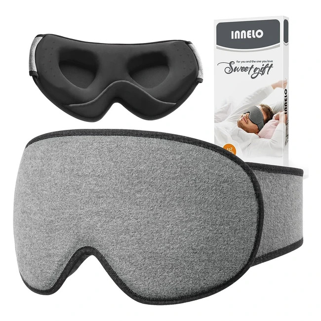 Innelo Cotton Sleep Eye Mask - Ultra Soft Skin-Friendly - Adjustable Strap - Comfortable - Travel Nap Sleeping