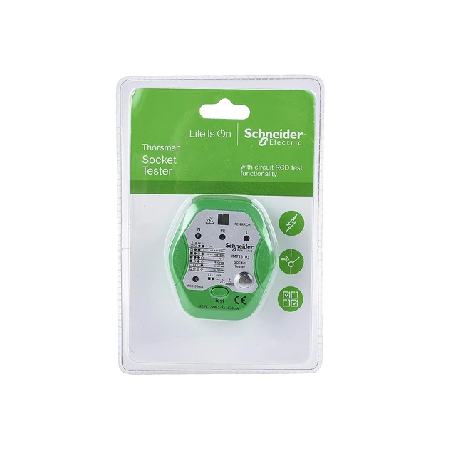 Schneider Electric Thorsman Plug In Socket Tester - LED Indicator - RCD Test - 2