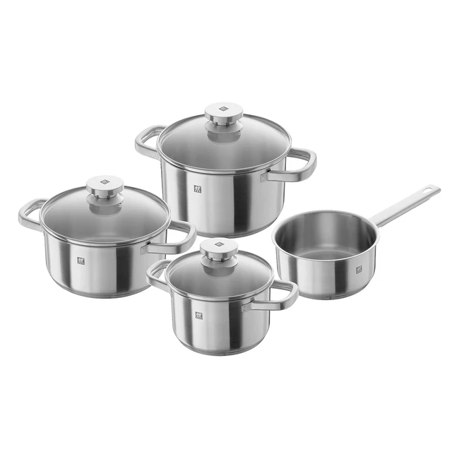 Zwilling Joy 640400050 Pfannenset - 4-teilig, modernes zeitloses Design, tropffreies Ausgießen, für alle Herdarten inklusive Induktionsherde geeignet
