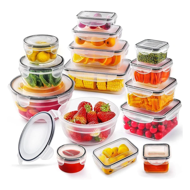 Ensemble de récipients alimentaires hermétiques - 15 récipients + 15 couvercles - Convient aux microondes et au congélateur - Sans BPA