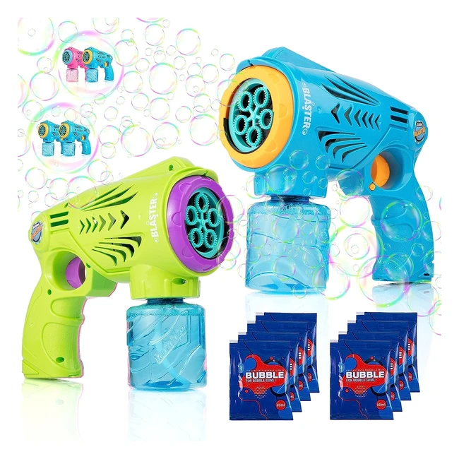 Blubbel 2x Pistolet Bulles Machine à Bulle 3000 Bulles/min Jouet Cadeau Enfant