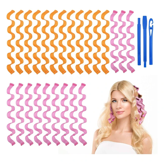 Uraqt Hair Curlers for Long Hair 24pcs 45cm - Wave Curls, No Heat, Styling Kit