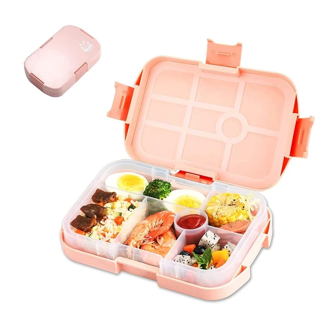 Children's Lunch Box with Compartments - Bento Box with 6 Compartments - Keep Food Fresh - Pink