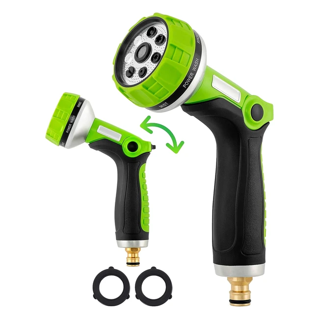 Tillvex Gartenhandbrause Premium 10 Funktionen - Universell passend - Spritzpistole mit Feststellfunktion