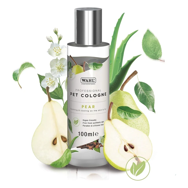 Wahl Dog Perfume Spray - Free of Sulphates, Parabens, Alcohol - Rejuvenates and Deodorizes - Pear Scent - 100ml