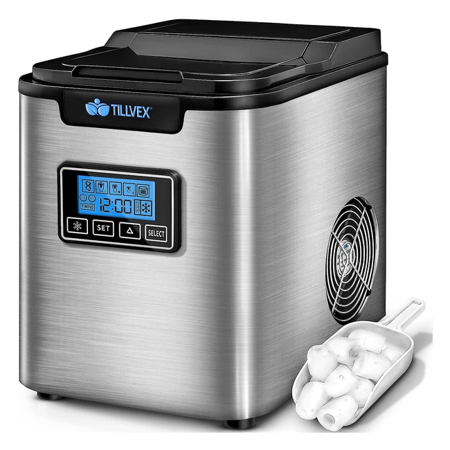 Tillvex Edelstahl Eiswrfelmaschine 12 kg 24 Stunden Eismaschine mit Timer und 